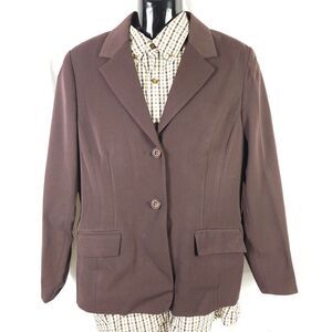 NWT Vintage Sag Harbor Stretch Brown Blazer Jacket Womens Size 14‎ Two Button